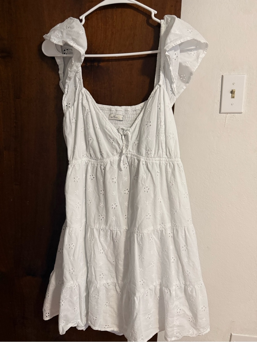 Hollister White Eyelet Mini Dress with Ruffle Straps